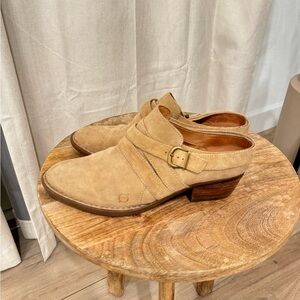 Born Tan Suede Western Strappy Mules Size 9.5